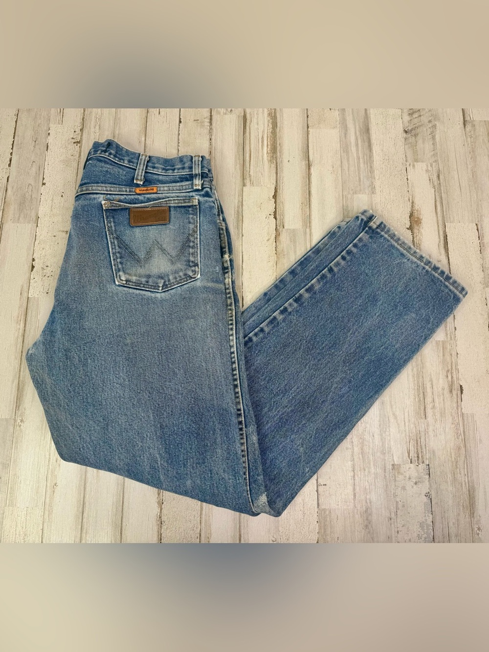 Wrangler FR Men's Straight Leg Blue Denim Jeans 34x32